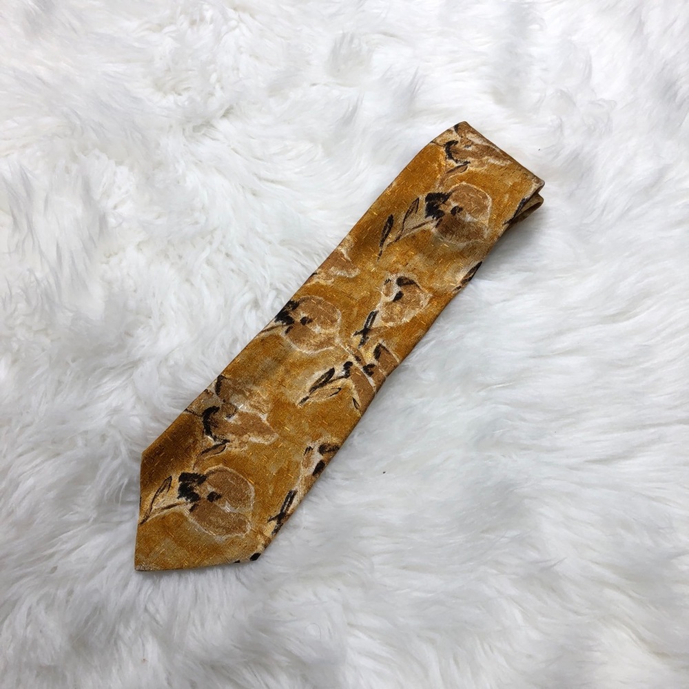Ermeneglido zegna gold floral vintage SILK tie